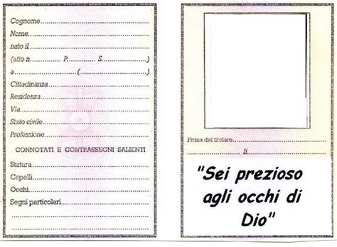 Fac Simile Carta D Identit Da Stampare Per Bambini Passport