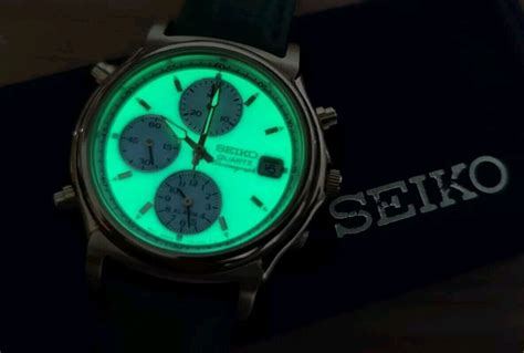 Mint Vintage Seiko Quartz Chronograph Full Lume Dial 7t32 6f70 Ebay