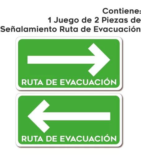 Señalamiento Ruta De Evacuacion 2 Piezas Izquierda Derecha