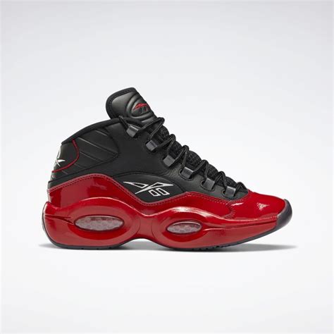 Reebok Men's Question Mid Basketball Shoes in Black/Vector Red/Vector Red Size 8 - Basketball Shoes