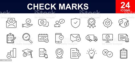 Ilustración De Marca De Verificación De Iconos Web Establecidos Signo