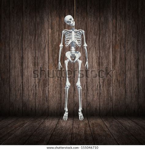 Skeleton Hangmans Noose Dark Wood Room Stock Illustration 155046710