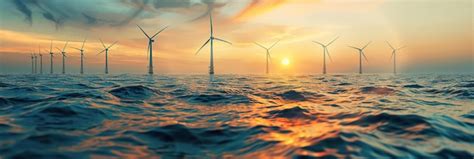 Premium Photo An Offshore Wind Farm With Turbines In The Ocean Gentle Waves At The Bases And A