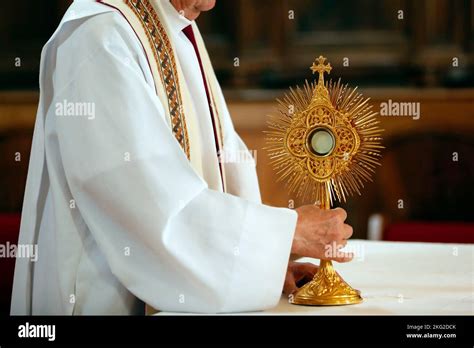 The Blessed Sacrament In A Monstrance Eucharist Adoration France