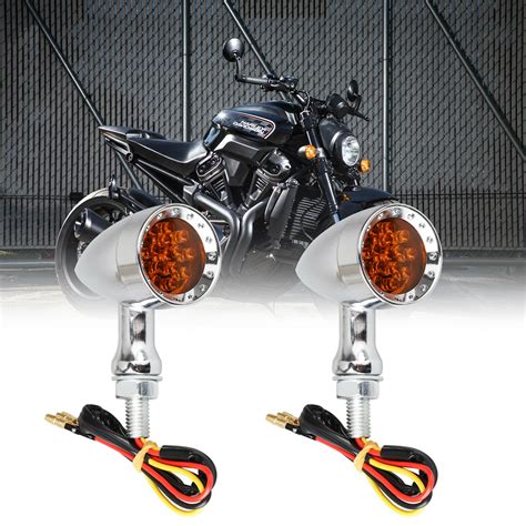 Chrome Motorcycle Led Bullet Amber Blinker Brake Running Turn Signals