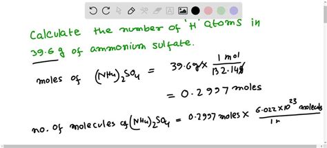 Solved Calculate The Number Of Hydrogen Atoms In G Of Ammonium