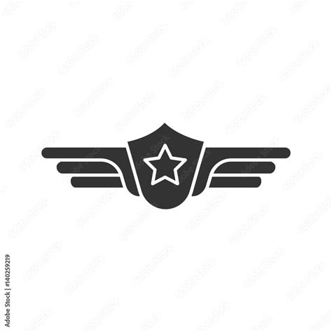 Pilot Label Icon Silhouette Symbol Negative Space Shield With Wings