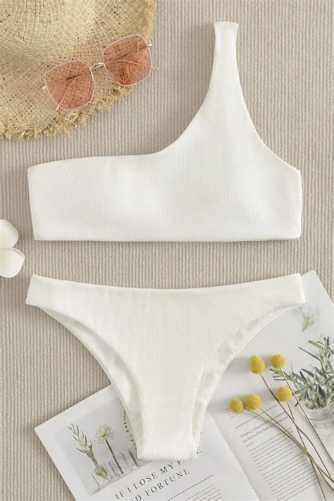 Shein Bikini De Un Hombro De Canal Vezia