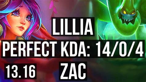 LILLIA Vs ZAC JNG 14 0 4 68 Winrate Legendary Rank 9 Lillia