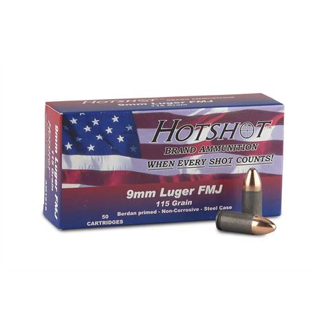 HotShot 9mm Luger FMJ 115 Grain 750 Rounds 583294 9mm Ammo At