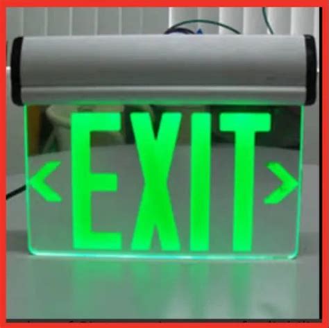 Green LED Exit Signage Board Shape Rectangle Dimensions 12 X 8 Inch