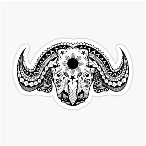 Tribal Water Buffalo Aka Carabao By Tribal Korner Black Sticker For