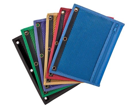 Oxford Zipper Binder Pockets - Mesh, Asst