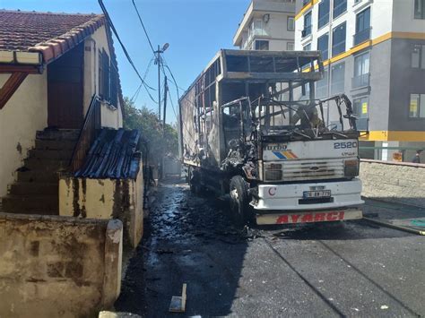 Pendik te kamyonette çıkan yangın eve sıçradı