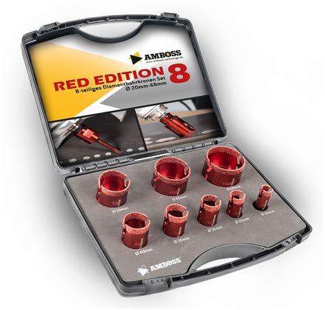 Amboss Red Edition 8 Profi Diamantbohrkronen Set Bohrkronen Sets