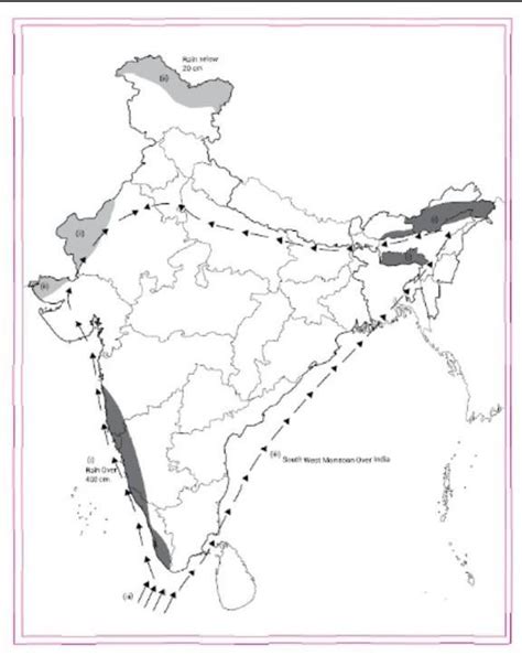 Map Skillson An Outline Map Of India Show The Following I Areas