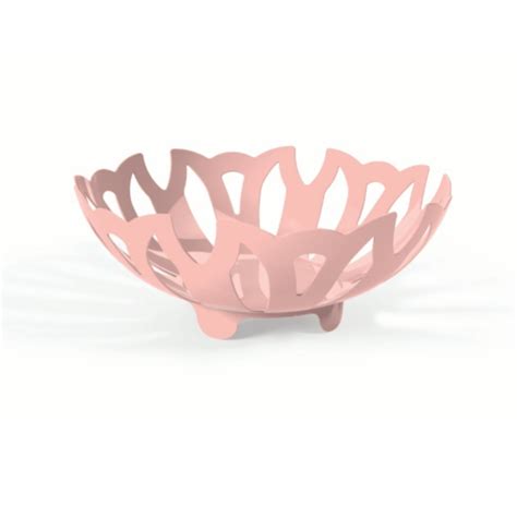 Fruteira de mesa rosa de plástico decorativa redonda pé relevo