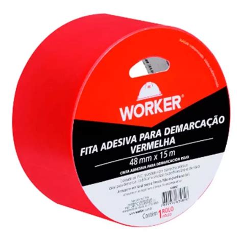 Fita Demarcação Solo Adesiva Vermelha 48mm X 15m Worker MercadoLivre