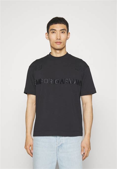 Emporio Armani T Shirt Imprimé Dark Blue Bleu Marine Zalando Fr