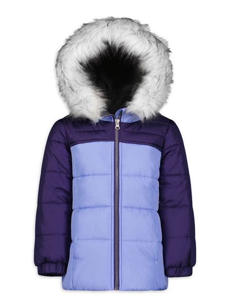 Weathertamer Girls Hooded Colorblock Winter Puffer Coat, Sizes 4-16 ...