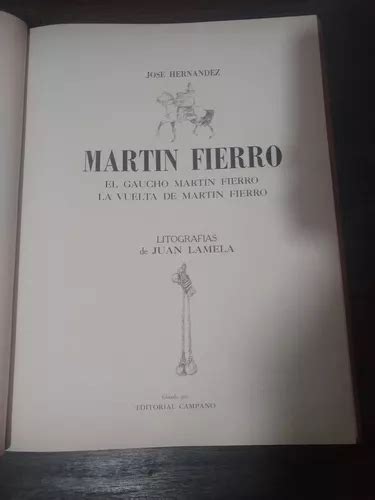 Mart N Fierro Jos Hern Ndez Ilustrado Juan Lamela Madera En Venta En