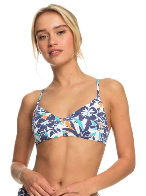 Roxy Mujer Top De Bikini De Triángulo Atlético Clásico De Playa Estampado 68xp0671 [68xp0671