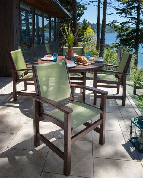 Polywood® Coastal 5 Piece Round Farmhouse Dining Set Pws155 1