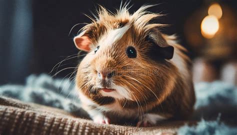 Cute Guinea Pig Portrait Ai Generated Stock Illustration