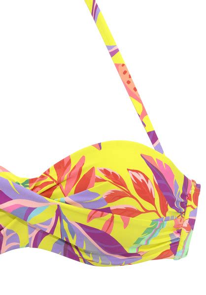 s Oliver Bügel Bandeau Bikini Top Mallorca gelb bedruckt Cup A 32