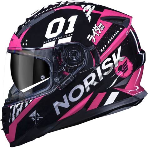 Capacete Norisk Ff Soul Tokyo Preto Rosa Grid Motors