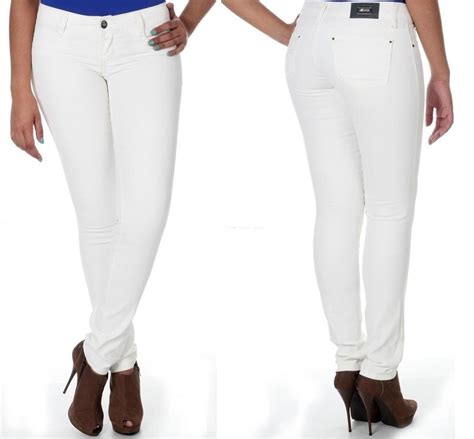 Calça Jeans Feminina Branca Levanta Bumbum Lycra R 89 90 em