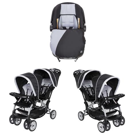 Baby Trend Infant Car Seat & Base w/ 2 Seat Double Stroller (2 Pack ...