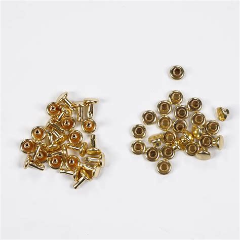 4 7mm X 5 6mm Solid Brass Double Cap Rivets 25 Pack Leatherado