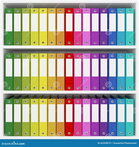 Colorful Office Folders on the Shelves Stock Illustration ...