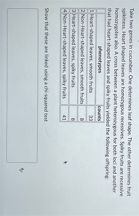 Solved Take Two Genes In Cucumber One Determines Leaf Chegg