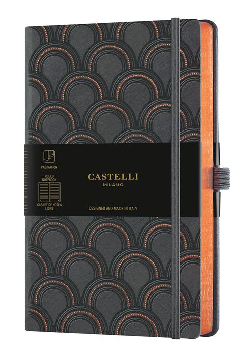 Castelli Milano Copper Gold Art Deco Copper Notebook 13x21cm Striped