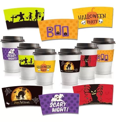 Packs Halloween Coffee Cups Sleeves Coffee Hot Chocolate Meses Sin