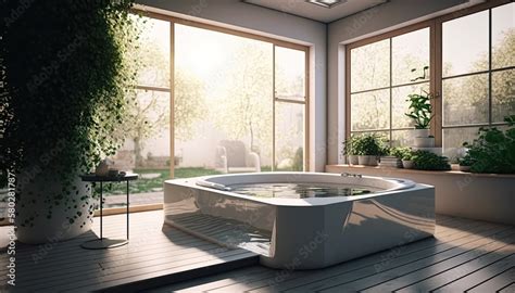 Modern jacuzzi at home to make difficult weekdays easier Stock ...