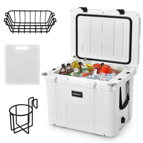 Costway 55 Quart Cooler Portable Ice Chest Wcutting Board Basket For