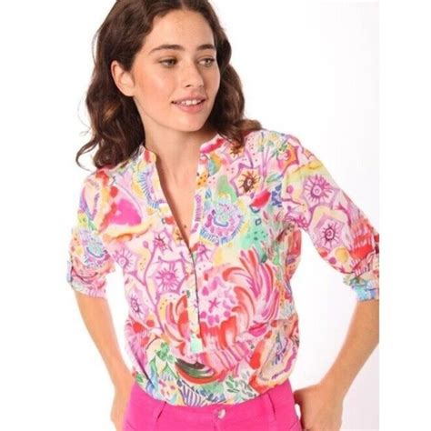 Vilagallo Tops Vilagallo Francina Multi Watercolor Print Cotton