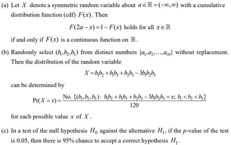 Solved A Let X Denote A Symmetric Random Variable About A