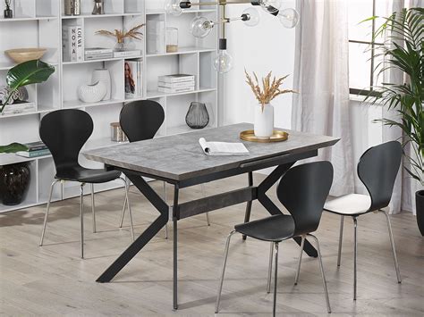 Extending Dining Table 140 180 X 80 Cm Grey And Black Benson Uk