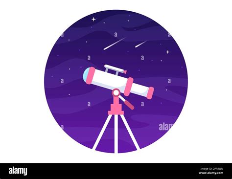 Astronomie Cartoon Illustration Mit Teleskop Zum Betrachten Von