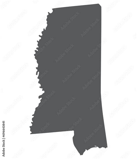 Mississippi state map. Map of the U.S. state of Mississippi. Stock ...