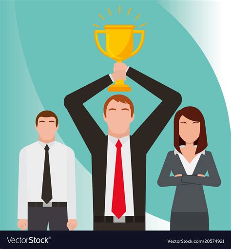 Business People Holding Trophy Success Royalty Free Vector