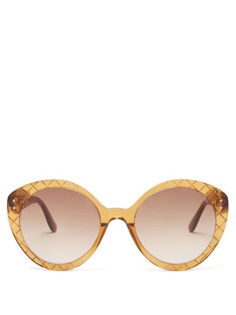 Bottega Veneta Intrecciato Cat Eye Acetate Sunglasses In Yellow