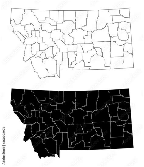 Montana county maps Stock Vector | Adobe Stock