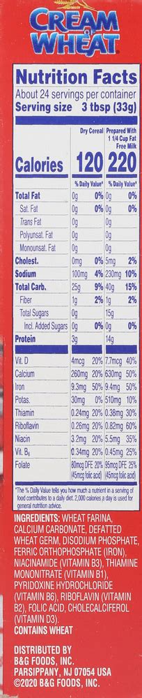 Cream Of Wheat Hot Cereal Original Planogram Right