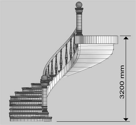 3ds Max Classic Spiral Interior Staircase