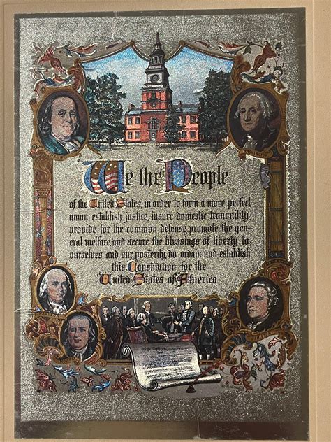 Vintage Framed Foil Etching Of Preamble Etsy